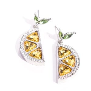 Elegant Silver and Yellow Gemstone Earrings